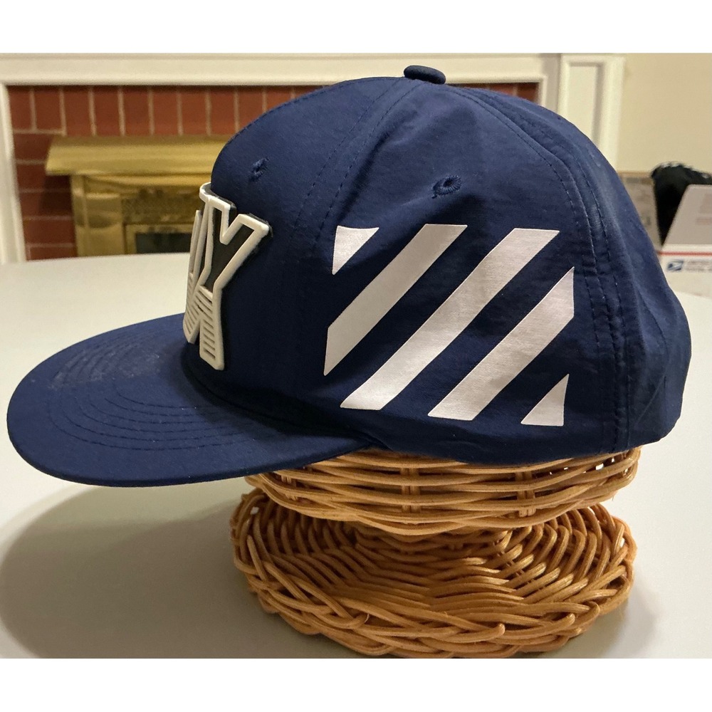VTG Monster Energy Fox Racing Snapback Hat Navy Blue 3D Rubber Logo Cap - Picture 2 of 7